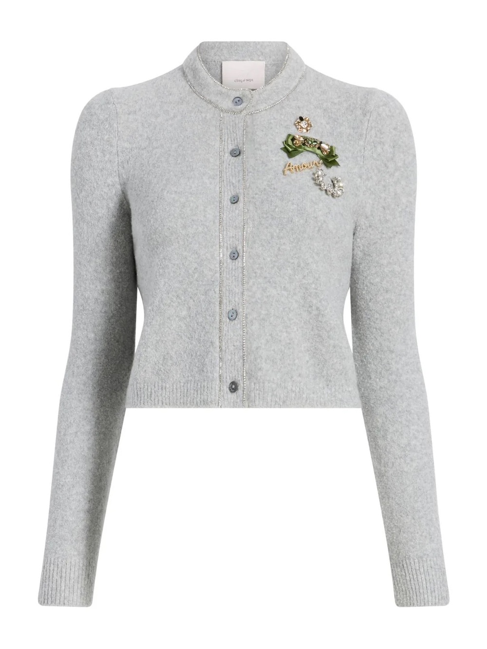 Cinq à Sept Allura Embellished Crystal Cardigan | Heather Grey | $395 Retail